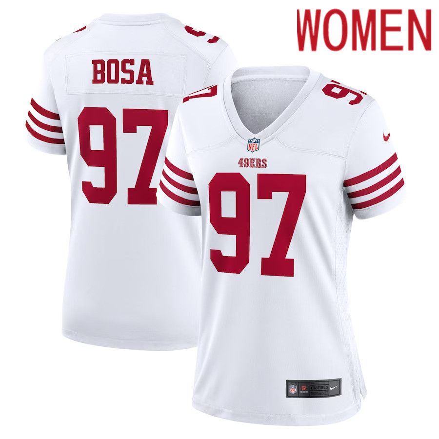 Women San Francisco 49ers #97 Nick Bosa Nike White Player Game NFL Jersey->women nfl jersey->Women Jersey